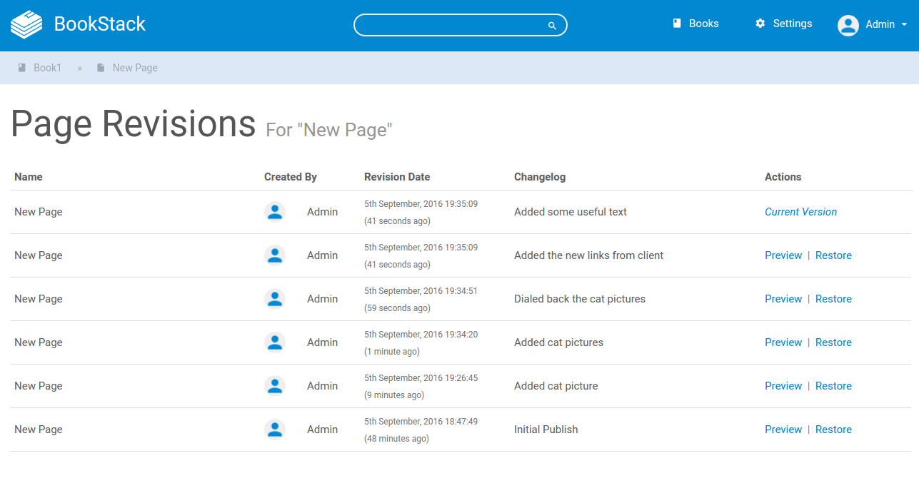 BookStack Summary Changelog