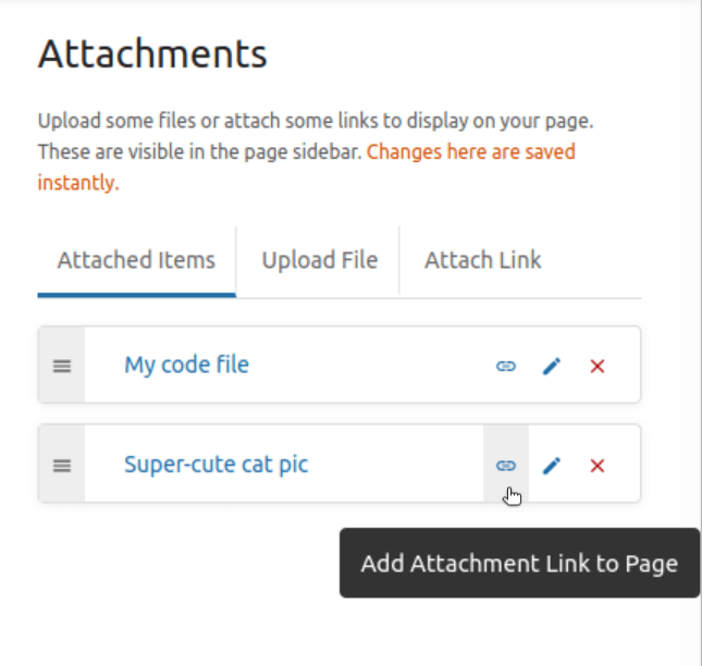 BookStack Attachment Link Insert