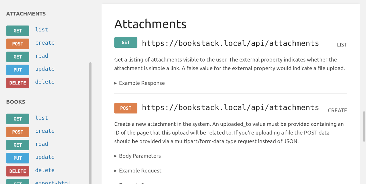 Attachment API Endpoints View in API docs