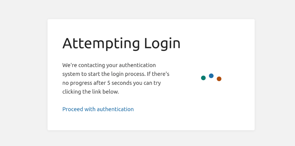 View showing &ldquo;Attempting Login&rdquo; with a loading spinner and help text