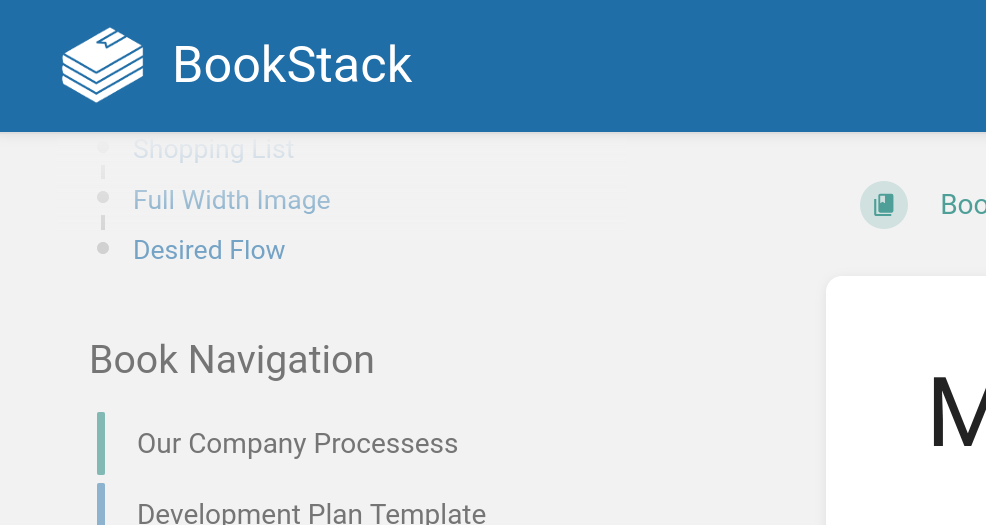 BookStack page sidebar showing a fade over the contents lists which is disappearing behind the header bar